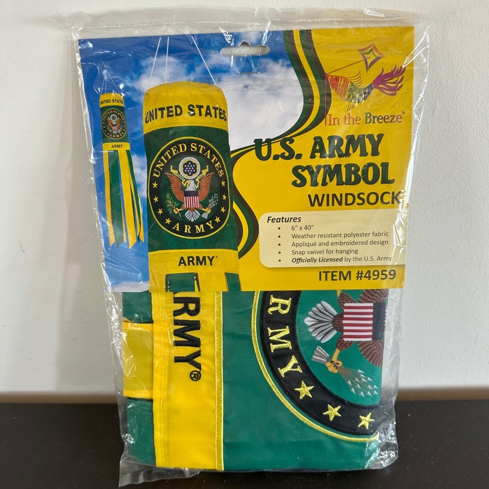 In the Breeze US Army Symbol Windsock‎ 40 inch Embroidered Military Decor 4959